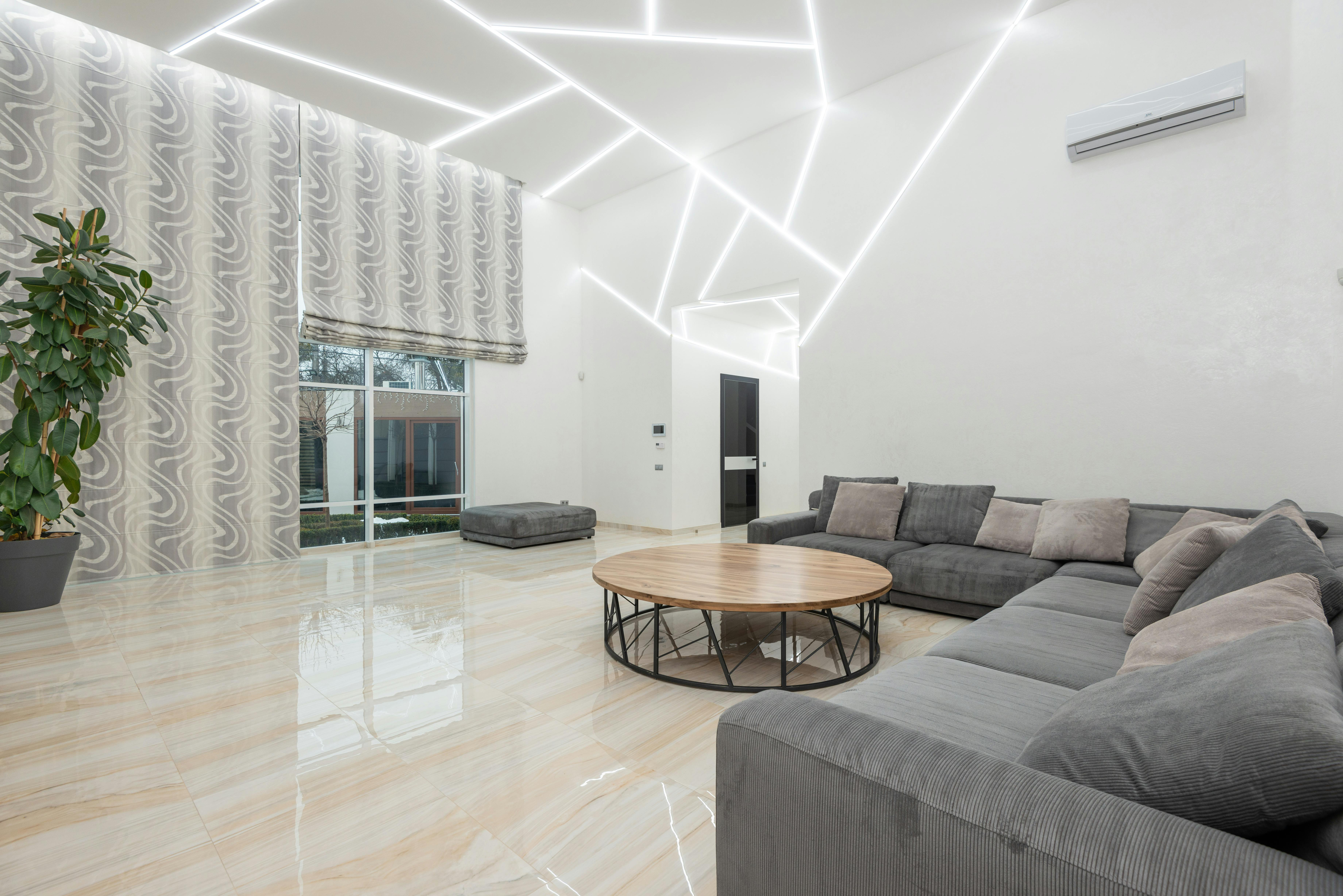 Geometric False Ceiling Design With LED Lighting Ideas For Home